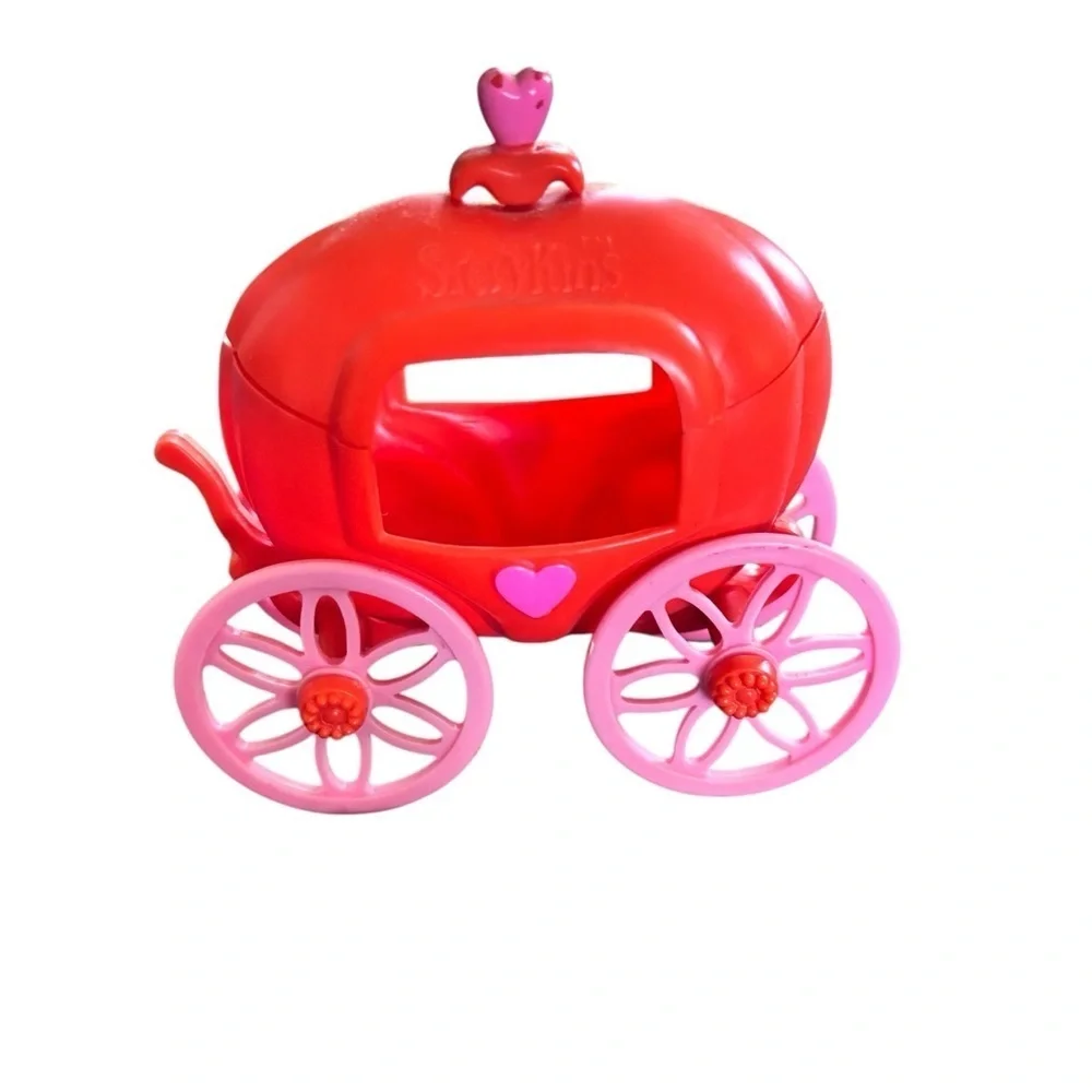 Vintage Doll Hasbro Storykins Cinderella  Pumpkin Carriage Red Pink Plastic
